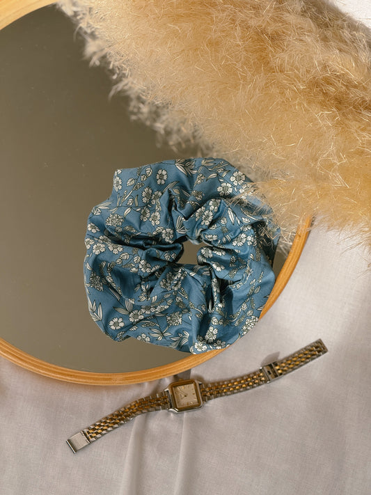 Chouchou XL fait main bleu fleuri - Phabuleuse, Angers